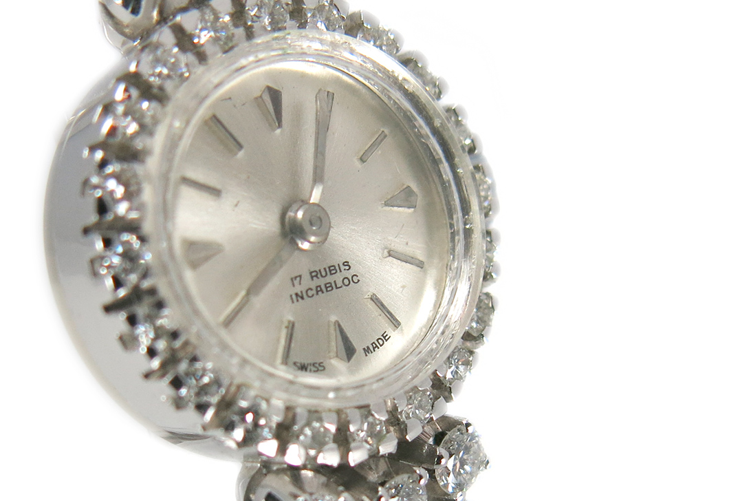Damen Armbanduhr Incabloc mit 50 Brillanten H/vs 750 /- Weißgold [BRORS 10932] Foto 05